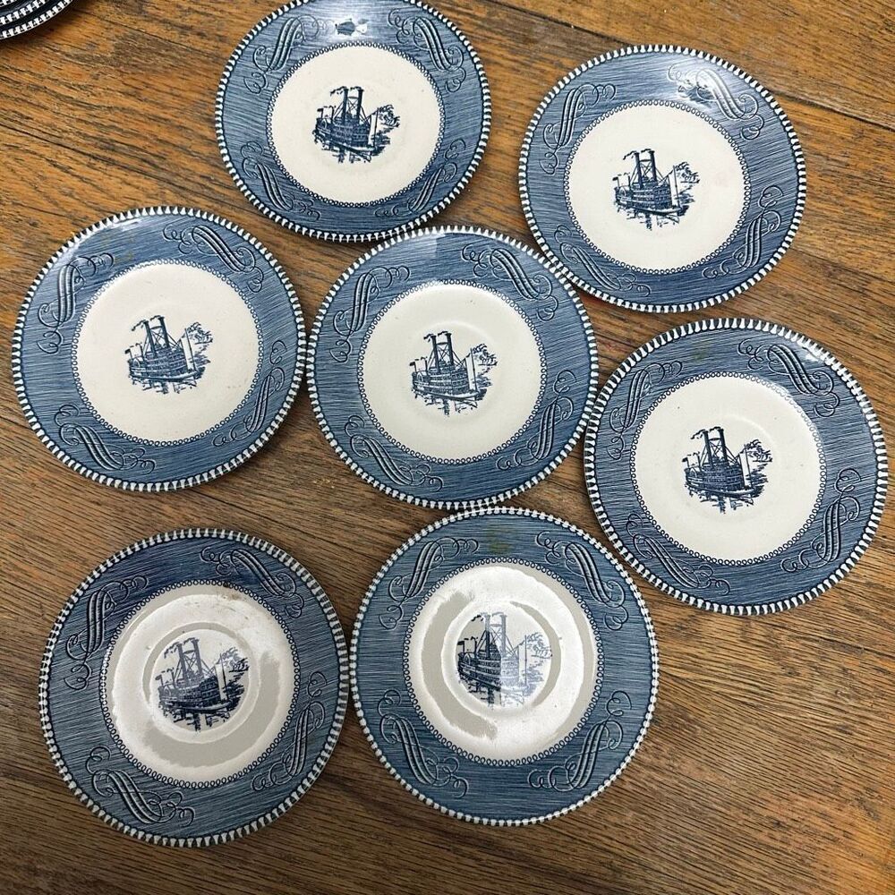 Currier and Ives by Royal Steamboat set of 7 dessert bowls
